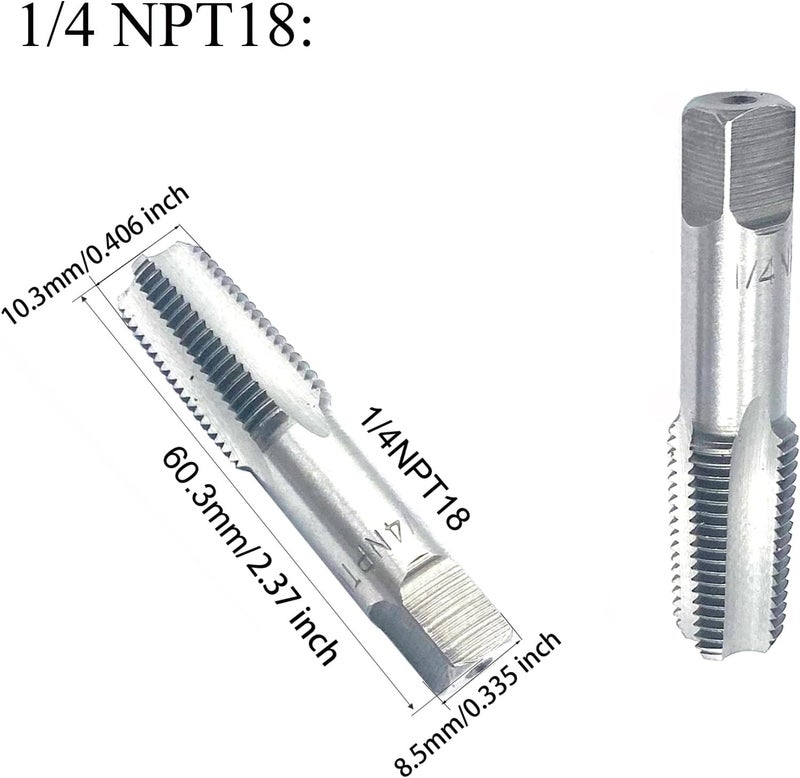 Smsucfuda 2 Pcs 1/4 NPT Pipe Thread Tapes,Carbon Steel Hand Threading Tap for Plumbing Projects,Auto Repairs and Other Various DIY Thread Cutting Tools Small Poject - Image 2